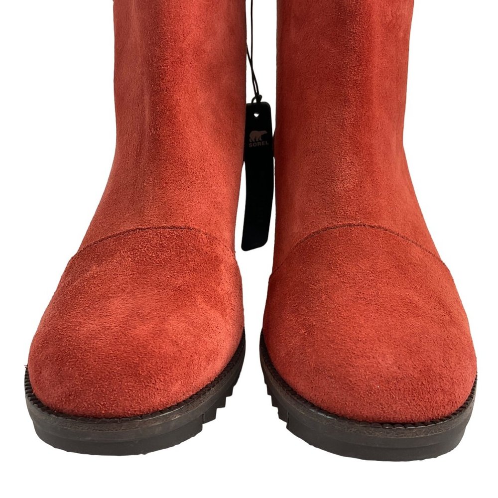 Sorel Boots Women's Size 6.5 Cate Bootie Carnelian Red Leather side zip $180 - Picture 6 of 14